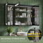 Armoire à pharmacie à 3 portes avec miroir, éclairage DEL, étagères réglables, fonction antibuée et éclairage 3 couleurs à intensité variable, pour salle de bain