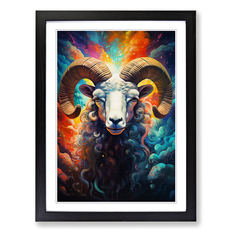 Ram Sheep Futurism - Framed Print, Black, 46cm H x 34cm W x 2cm D