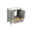 Meuble-lavabo autoportant de 30 pouces avec comptoir en marbre de Carrare et lavabo en céramique encastré, grande porte de rangement à fermeture en douceur