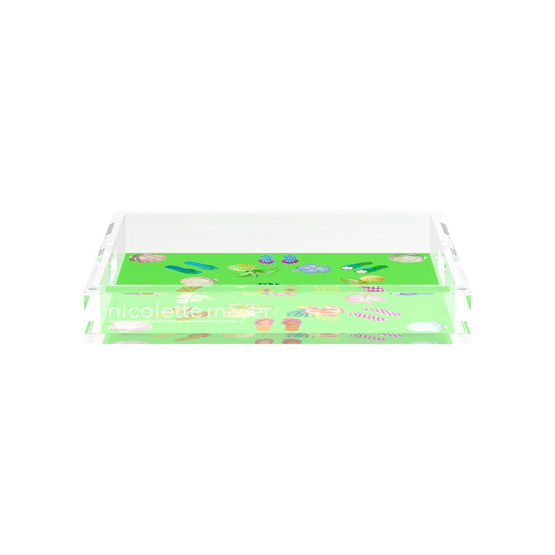 Winter in Florida Acrylic Square Decorative Tray, 12"W x 12"D x 2"H, Bright Green