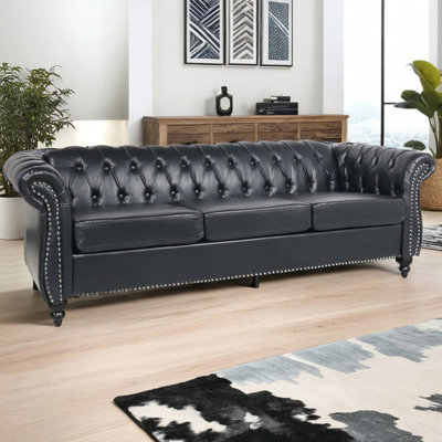 Deep Leather Chesterfield Sofa