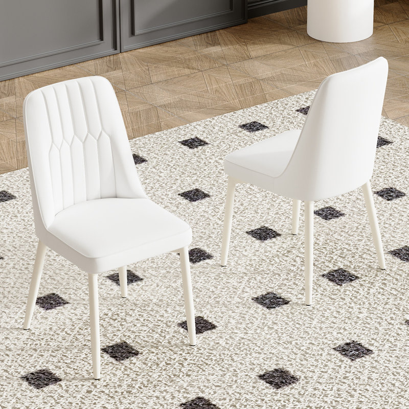 Modern Dining Chairs Set For 2/4/6,Faux Leather Upholstered Kitchen & Dining Chairs, White, 2, White