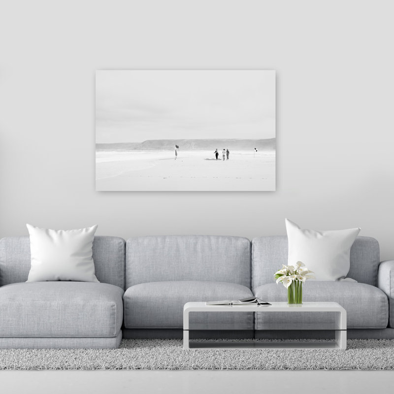 Impression sur toile Calm Beach Surfers Minimalist Peaceful Coastal, 40" H x 60" W