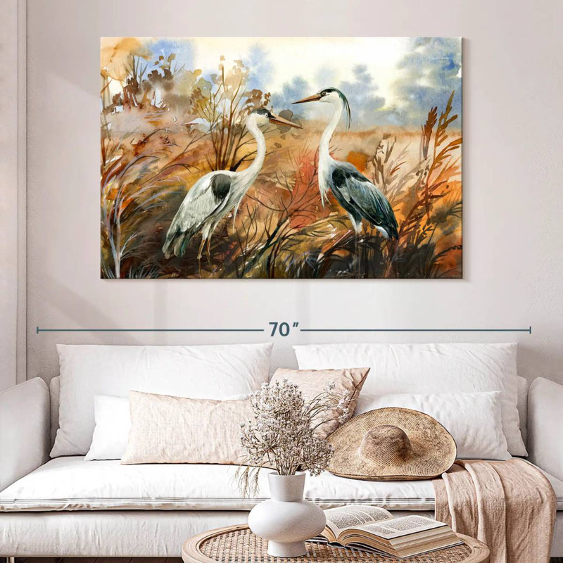 Watercolor Herons, 34" H x 51" W
