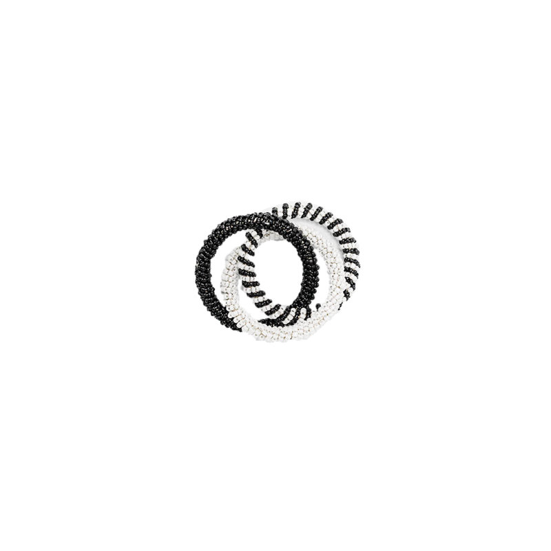 Beaded Napkin Rings - Navy & White, Black/White