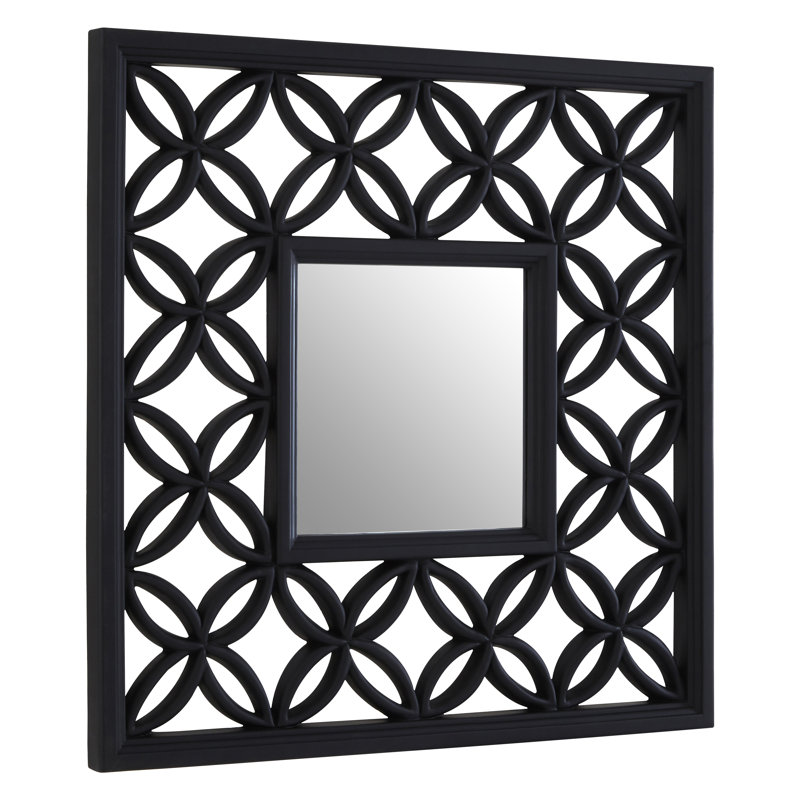Ferrara Solid Wood Concave Wall Mirror, Black