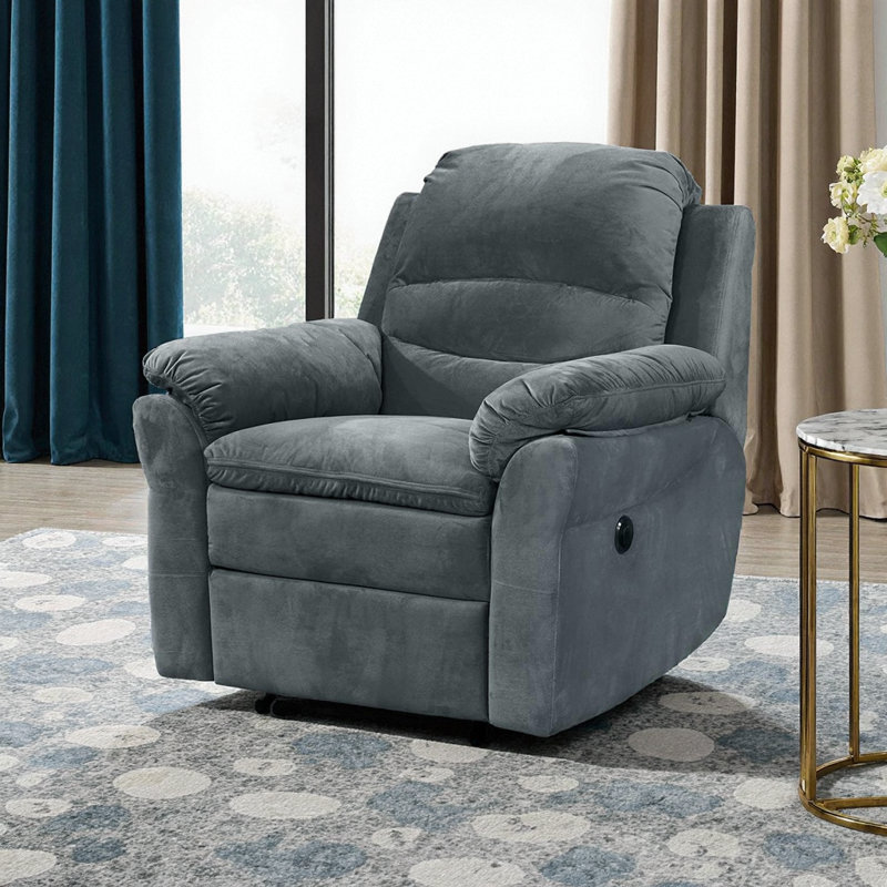 Contemporary Fabric Power Recliner Chair with USB Port & Push-Button Control - Memory Foam Pillow Design for Ultimate Comfort