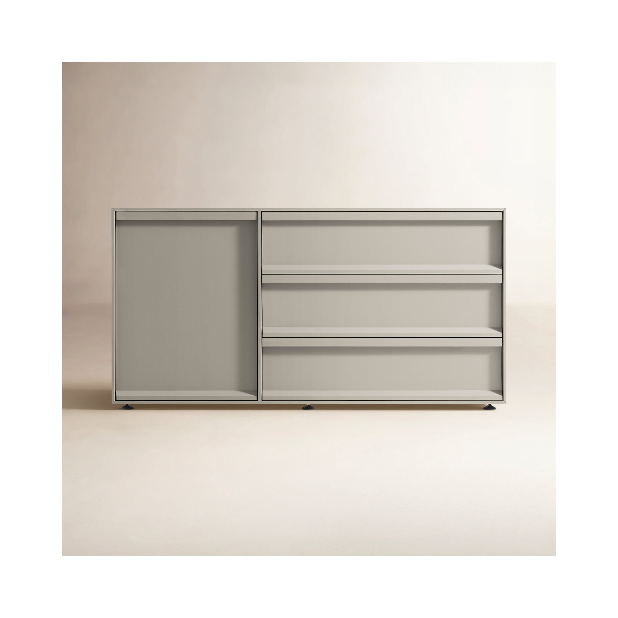 Superchoice 1 Door/3 Drawer Credenza, Putty