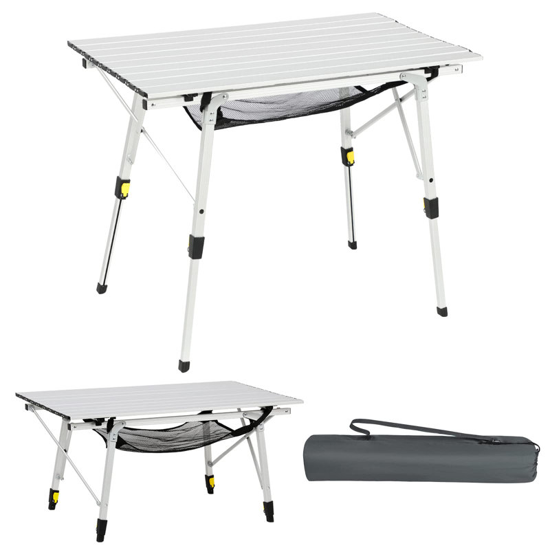 Asqeri 89.9cm Rectangular Portable Folding Table, Silver
