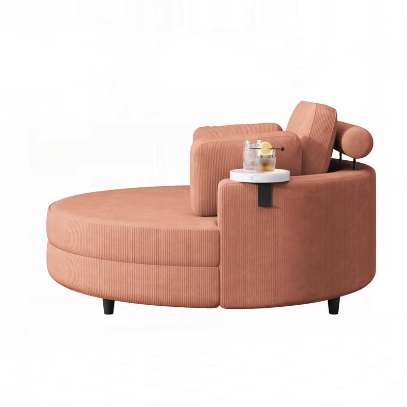 Fauteuil demi-tonneau avec repose-pieds avec rangement, Orange