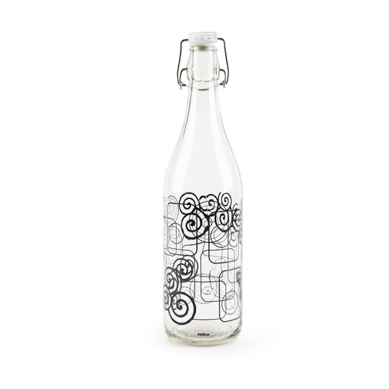 Excelsa Magic Black 1000ml Glass Water Bottle
