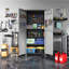 Armoire de rangement en métal robuste 71 po avec roulettes, tablettes réglables verrouillables et panneaux perforés Mak Peace-1169904054