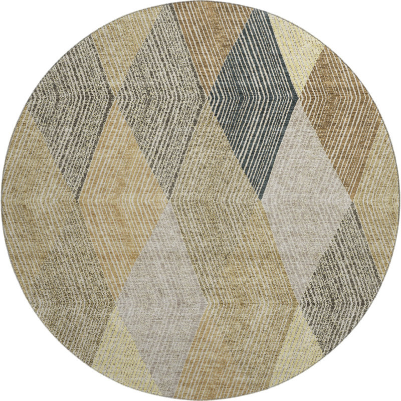 Premium Machine Washable Prisco Mocha Rug, Round 8'