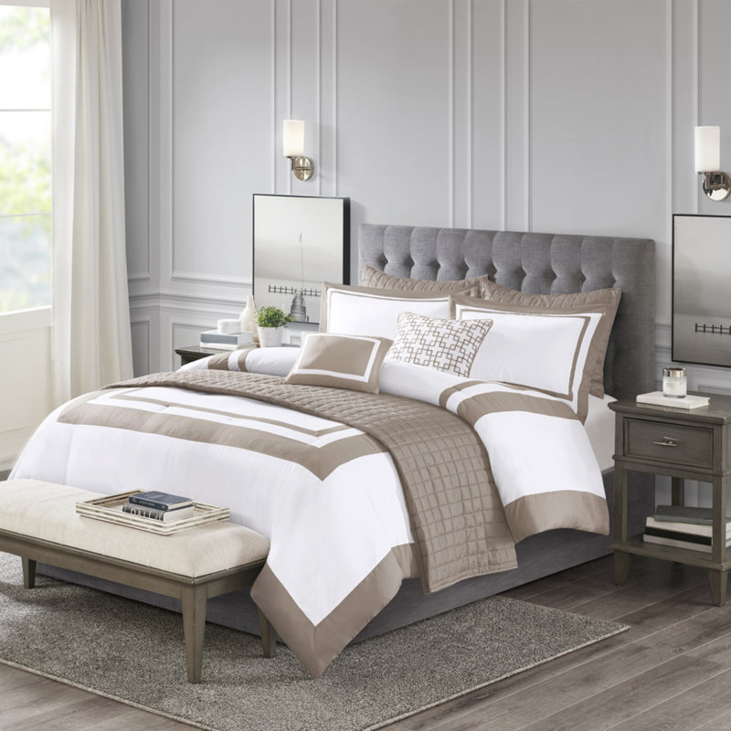 Collection d'édredon et de courtepointe 8 pièces Taupe