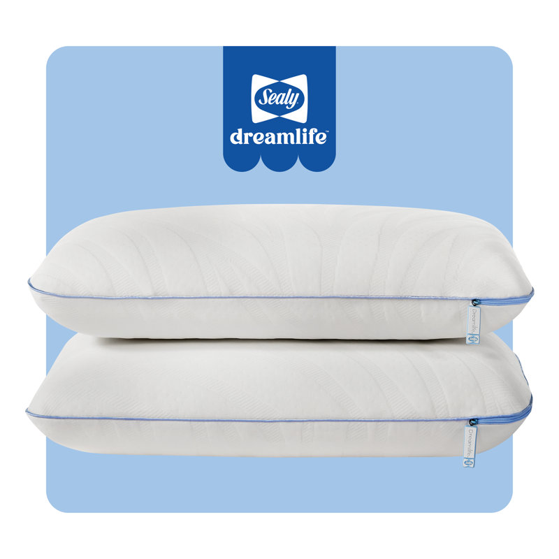 Sealy Dreamlife Memory Foam Medium Pillow, 2, Standard