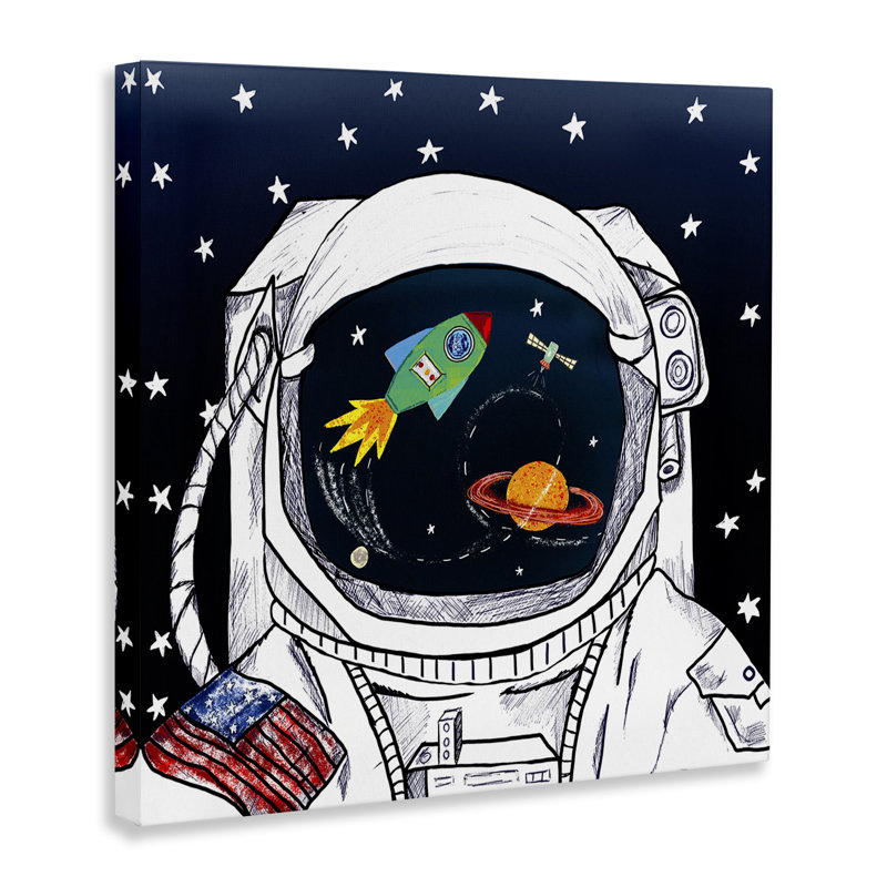«US Astronaut Suite Space Galaxy Reflection» par Sangita Bachelet - impression d'art graphique, H 30 po x l 30 po