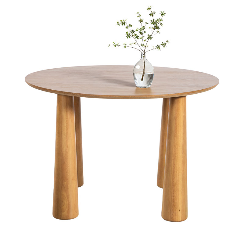 Caitlyn Soild Wood Round Dining Table with Four Leg, 30"H x 45"L x 45"W, Oak