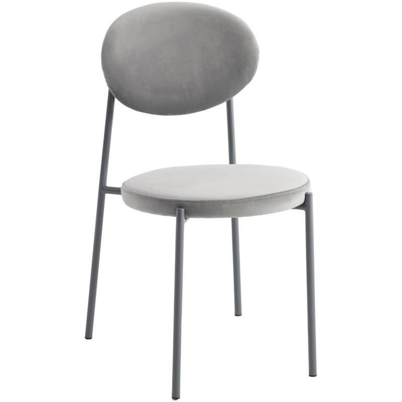 Chaise de salle à manger empilable en velours Crowley, Gris