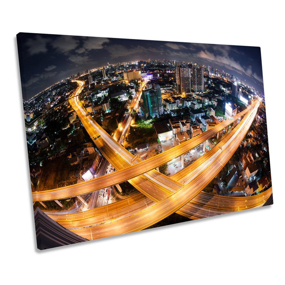 Ebern Designs Bangkok Highway City Skyline Picture Canvas Wall Art ...
