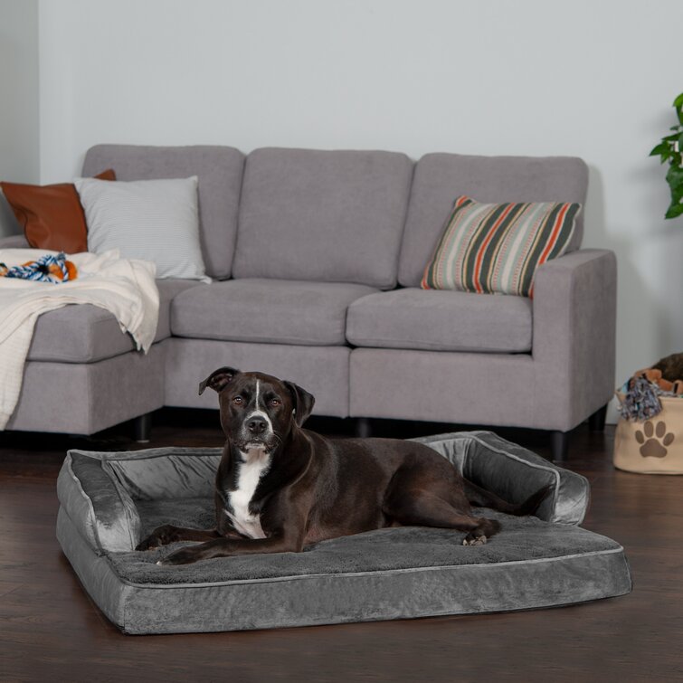 Furhaven Plush Sofa Pet Bed, Gray, L
