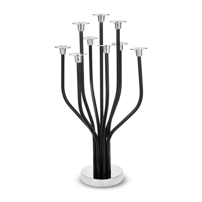 Radiant Tree 24" Stainless Steel Tabletop Candelabra, Black/Silver