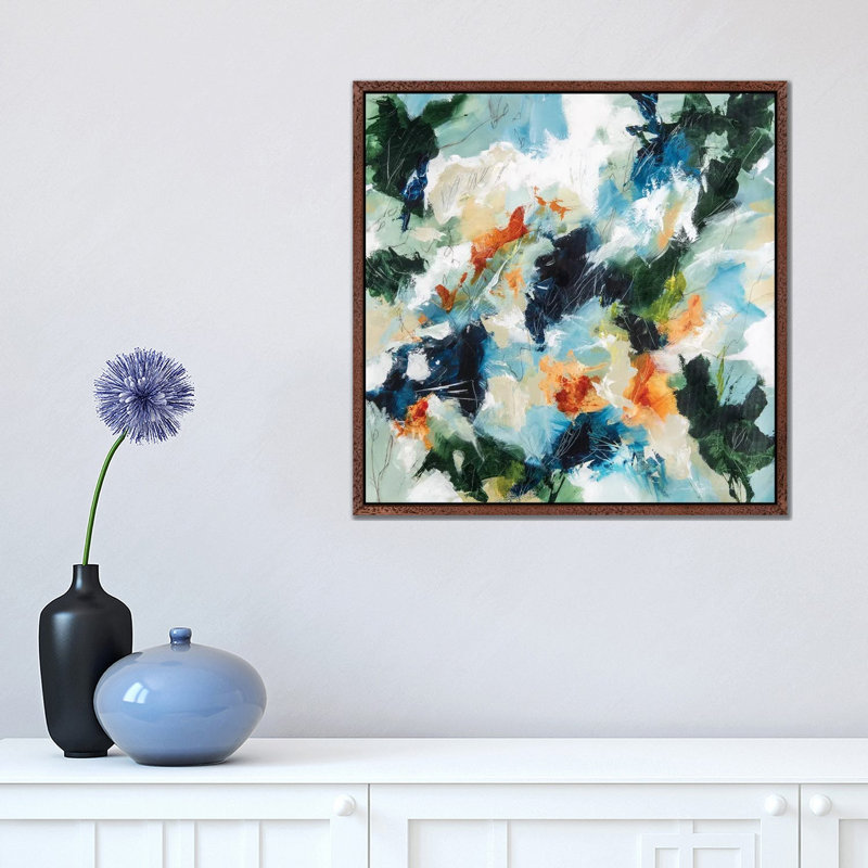 Nature Imprints I by Cristina Dalla Valentina - Painting on Canvas, Classic Brown Wood Framed, 45.72 cm H x 45.72 cm W