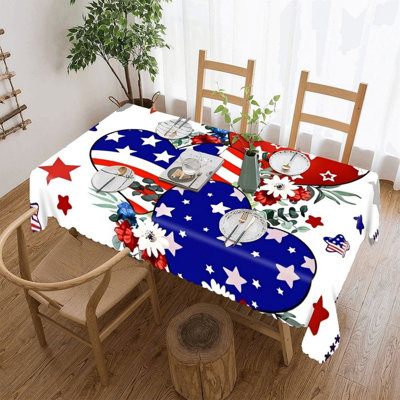 Nappe festonnée, motif floral en forme d'étoile du cœur de l'Independence, 60 po x 120, décontracté et banquet