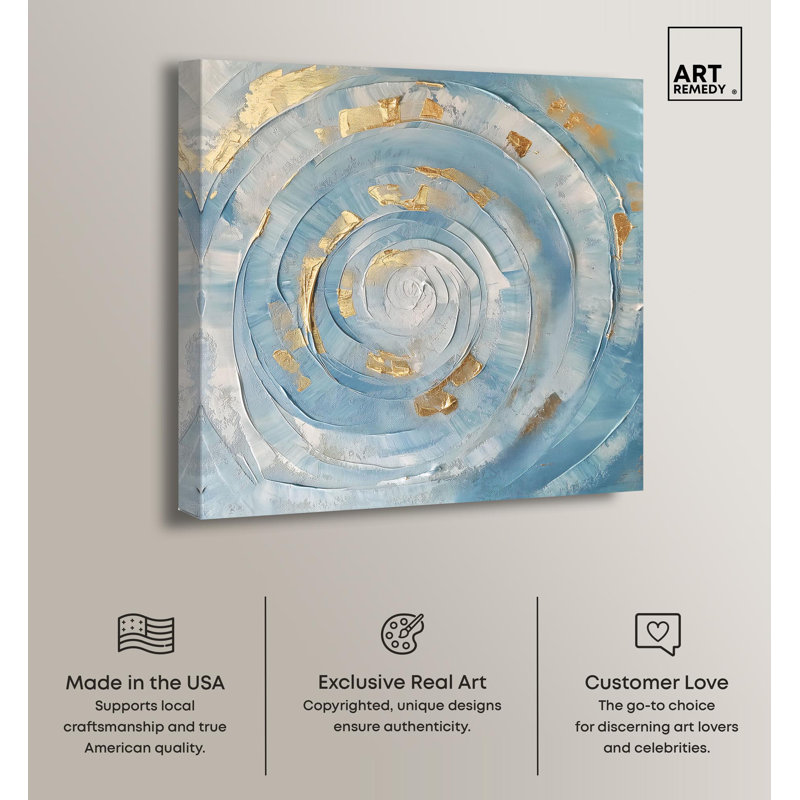 Golden Flux Blue and Gold Abstract Canvas Art, 30" x 30"