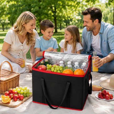 Sac glacière pliable noir et rouge