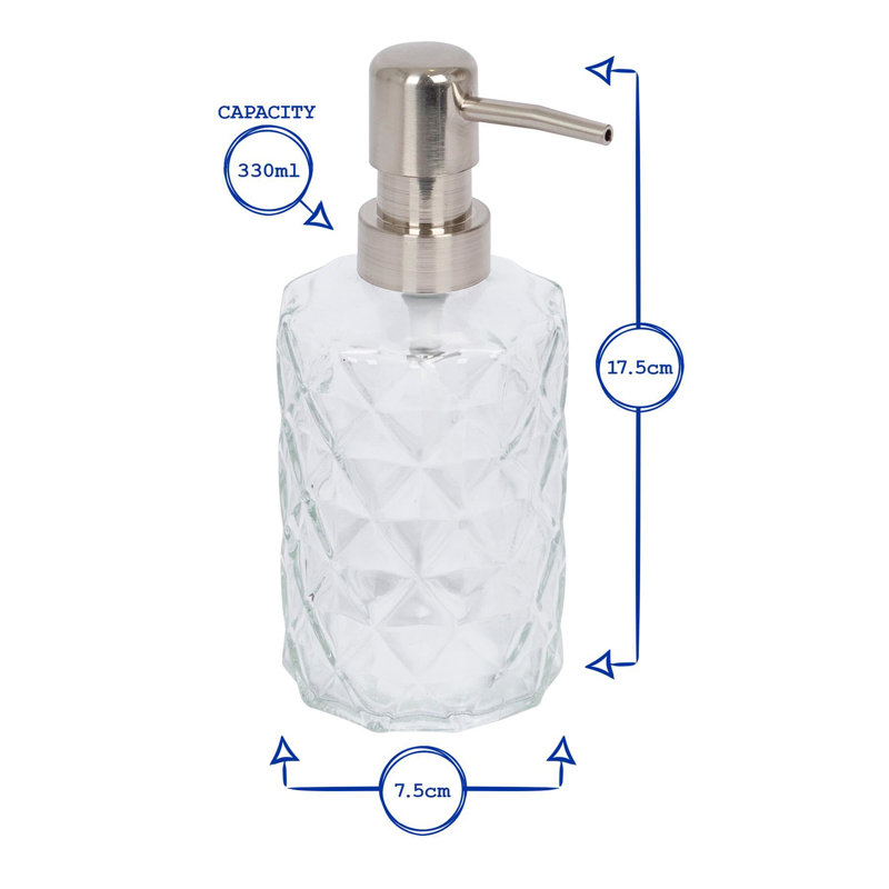 Prism Glass Soap Dispenser with Bamboo Tray - 330ml