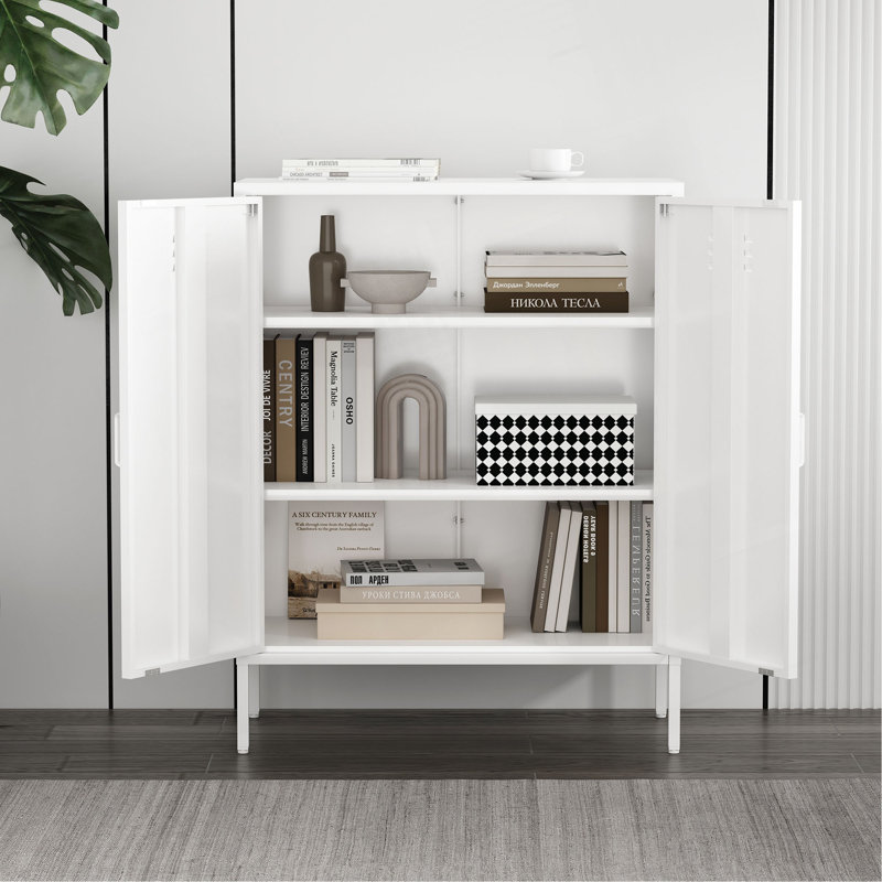 Naomi 32" Metal Accent Cabinet, White