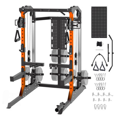 2000LB Power Rack with Dual Pulley System, Adjustable Cable Crossover, Multi-Function Home Gym Squat Rack