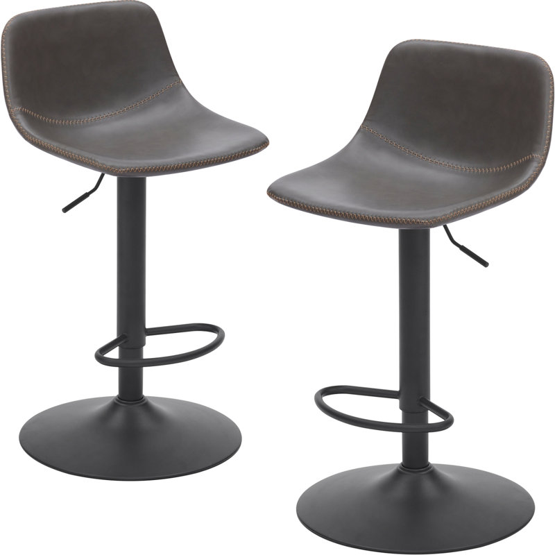 Ensemble de 2 tabourets de bar réglables, tabourets de bar pivotants de style Mid-Century, tabourets de bar industriels avec dossier et chaises de bar à hauteur de comptoir
