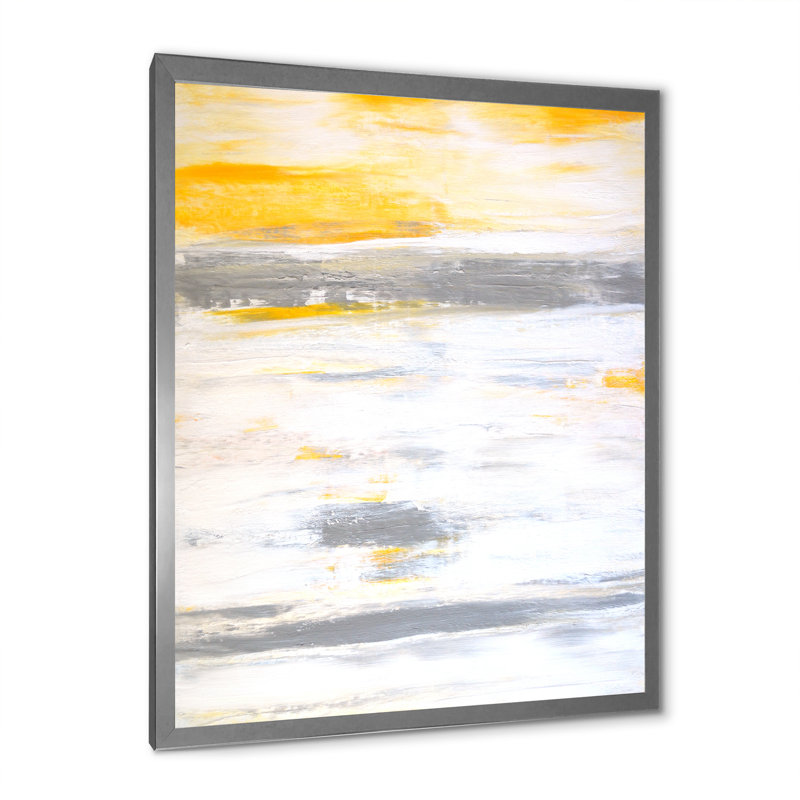 Gris et rayures verticales jaunes - art mural moderne et contemporain sur toile, H 32 po x l 16 po x P 1 po