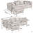 L Shaped Sectional Sofa , Convertible Storage Ottoman,Chenille ,Square Arm, Modern Tufted Couch ,3 Seater, And Nailhead-1491623754