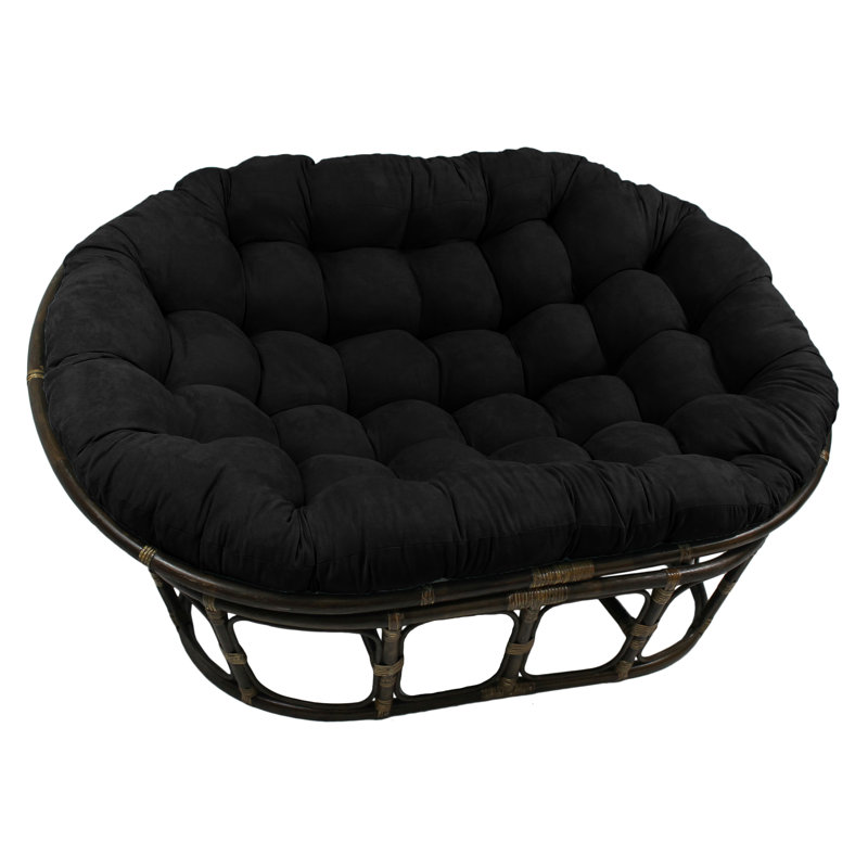 Bocanegra 63" Wide Tufted Papasan Chair, Microfibre noire
