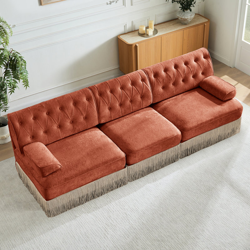 Canapé modulaire en velours rouge à 3 places modulaire avec assise ergonomique et configuration pour la maison