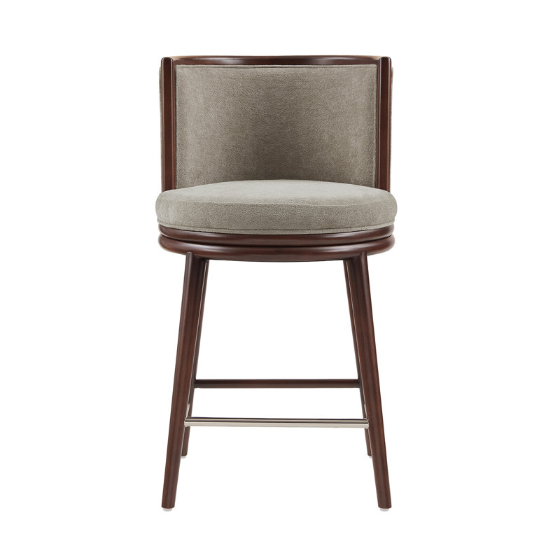 Tabouret de comptoir rembourré Evalyn, Colombe, Tabouret de comptoir (siège d'une hauteur de 26,3
