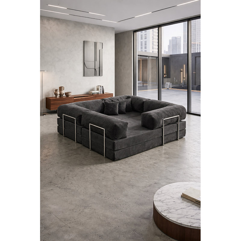 Canapé modulaire en L Anthracite, Gris anthracite