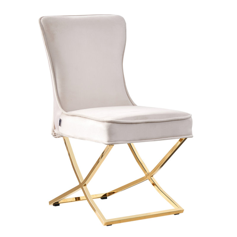 Yulin Modern Velvet Dining Chair - Ergonomic Velvet Upholstered Back with Golden Stainless Steel Frame - Side Chair for Kitchen Living Room Dining Room - Single