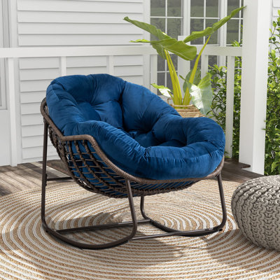 Berendien Outdoor Rocking Chair,Patio Oversized Rattan Egg Rocking Chair, Indoor Padded Rock Chair by Wildon Home