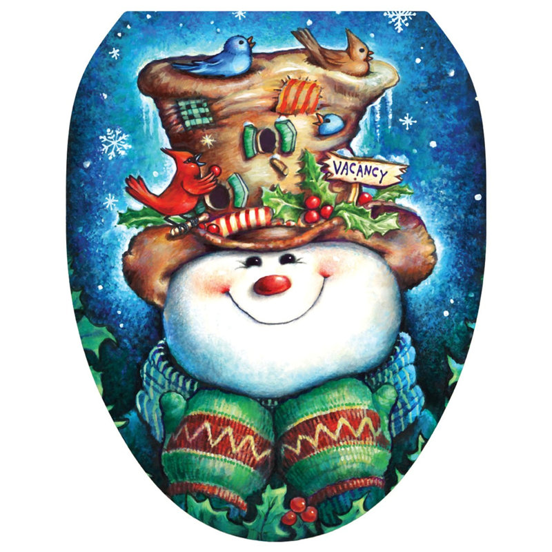 Décalcomanie de siège de toilette bonhomme de neige Snowhouse Birdhouse, Allongée