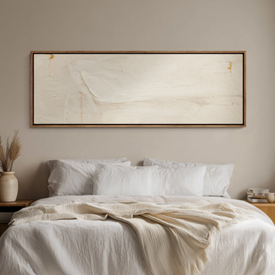 Large Framed Canvas Wall Art - White Neutral Minimal Abstract Decor - 60"x20", 60"x30"