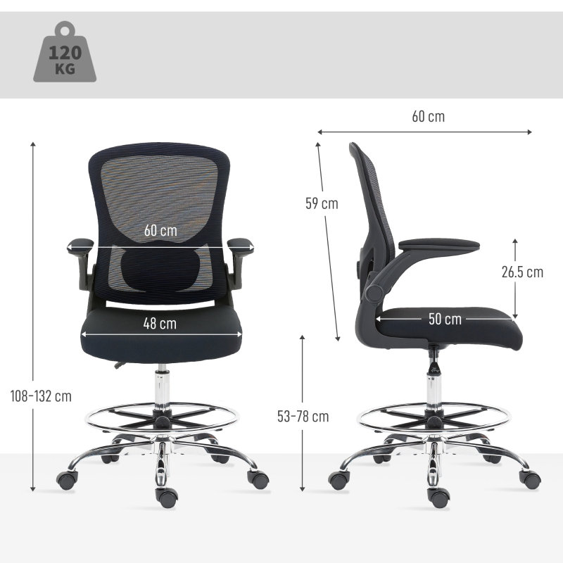 Brayden Studio Drafting Chair, Black, Black