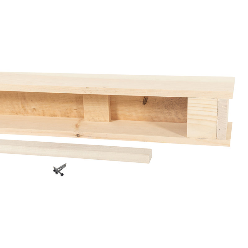 Floating Wood Fireplace Mantel Shelf - Wooden Shelf with Symmetrical Top & Bottom Molding, Unfinished, 60