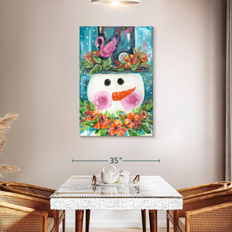 Lelend Snowman With Flamingo Hat, 45" H x 30" W