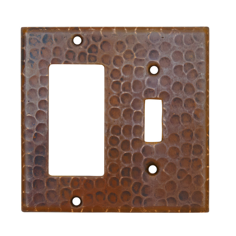 Copper Combination Switchplate, 1 Hole Single Toggle Switch and Ground Fault/Rocker GFI Cover