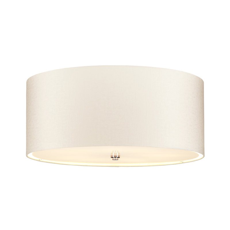 Ausie Fabric Semi Flush Mount, Polished Chrome, 49cm H x 60cm W x 60cm D