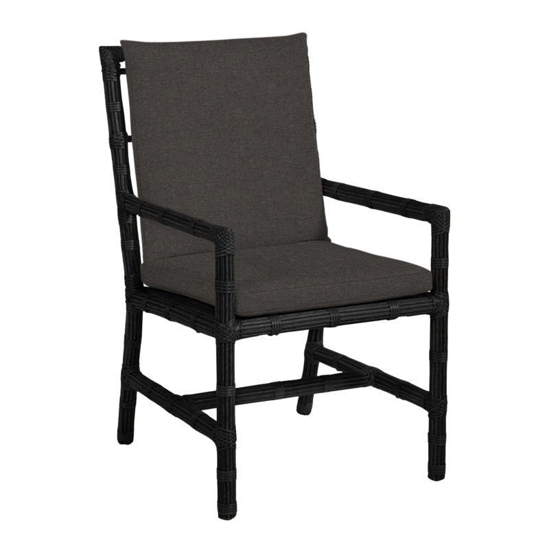 Newport Patio Dining Armchair with Cushions, Welt, Newport #66 Burlap, Verona Fossil