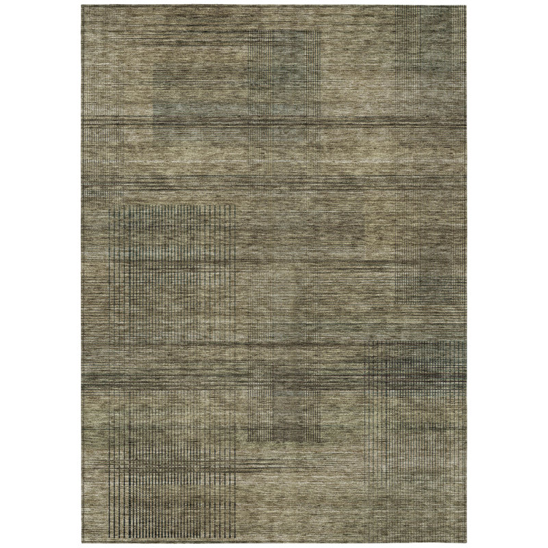 Tapis intérieur lavable rayé beige et taupe 8 pi x 10 pi